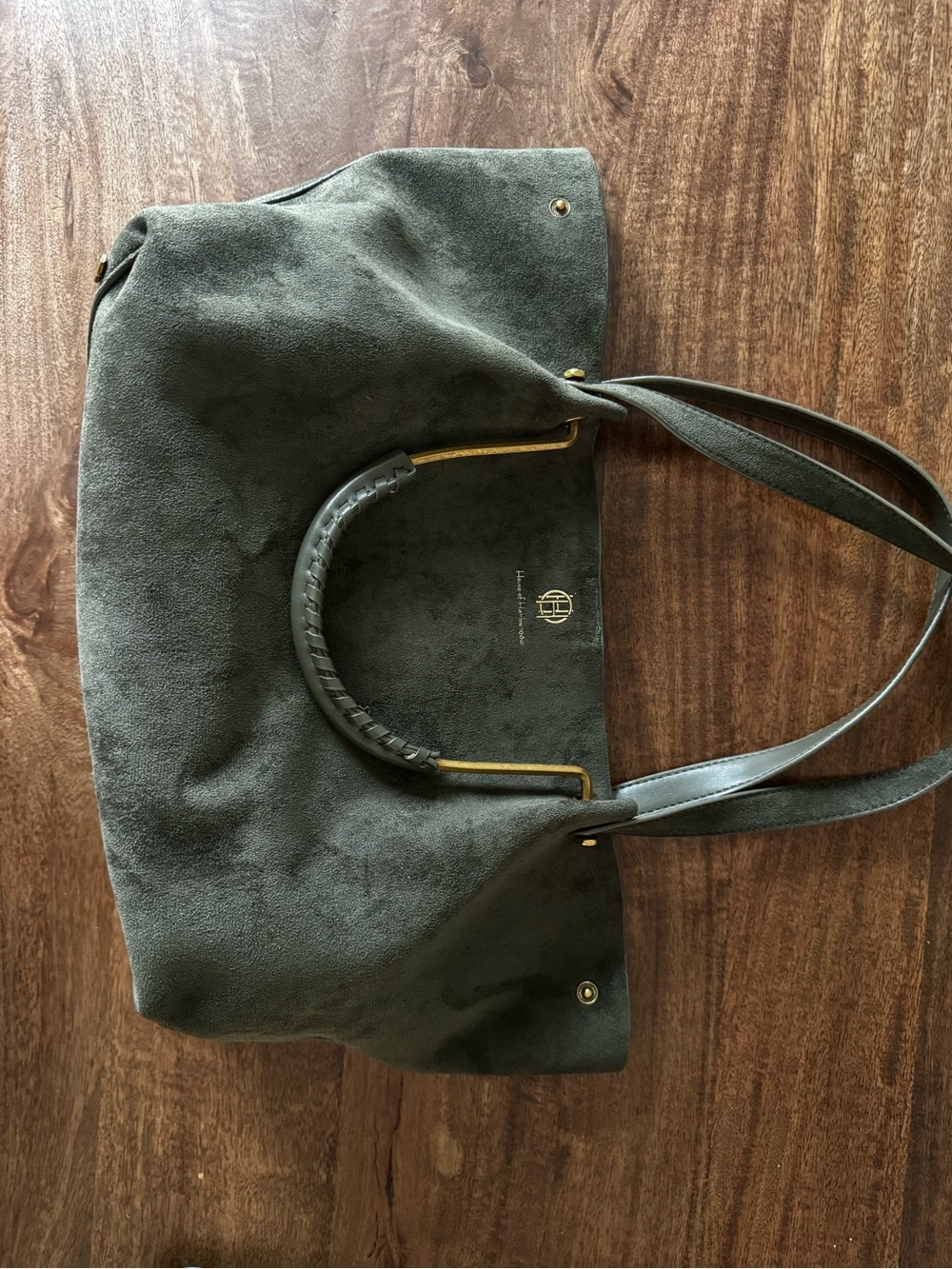 House of Harlow 1960 Olive Green Faux Suede Convertible Tote Bag